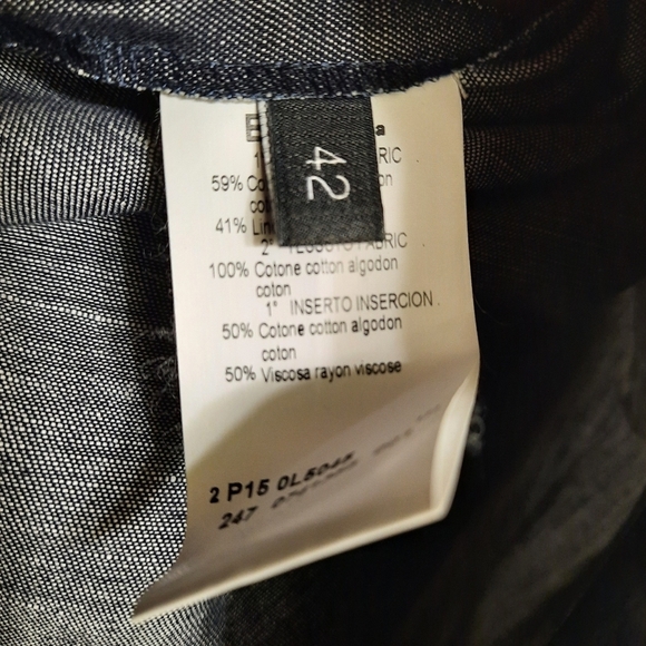 French LES COPAINS Linen Cotton Chambray Dress Italy Fit Flare Pockets 42 6 - Picture 10 of 11